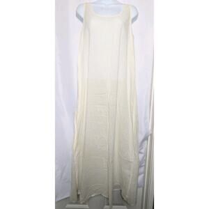 VTG April Cornell For Tradings Slip Dress Nightgown Beige Tank 100% Cotton Sz M